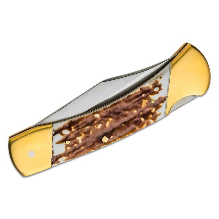 Couteau Scrade Papa Bear LB8 Manche Staglon Lame Acier 7Cr17MoV Lockback Etui Cuir SCH1136005 - Livraison Gratuite