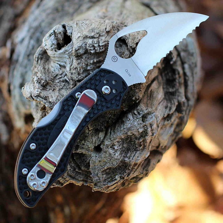 Couteau Spyderco Byrd Robin 2 Lightweight Lame Acier 8Cr13MoV Wharncliffe Manche FRN Lockback BY10SBKWC2 - Livraison Gratuite