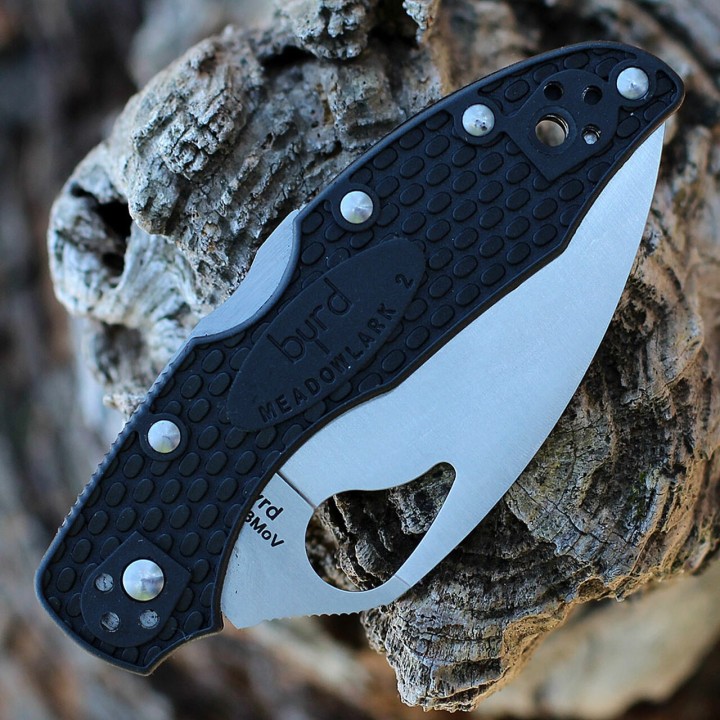 Couteau Spyderco Byrd Meadowlark 2 Wharncliffe Lame Acier 8Cr13MoV Manche FRN Lockback Clip BY04SBKWC2 - Livraison Gratuite