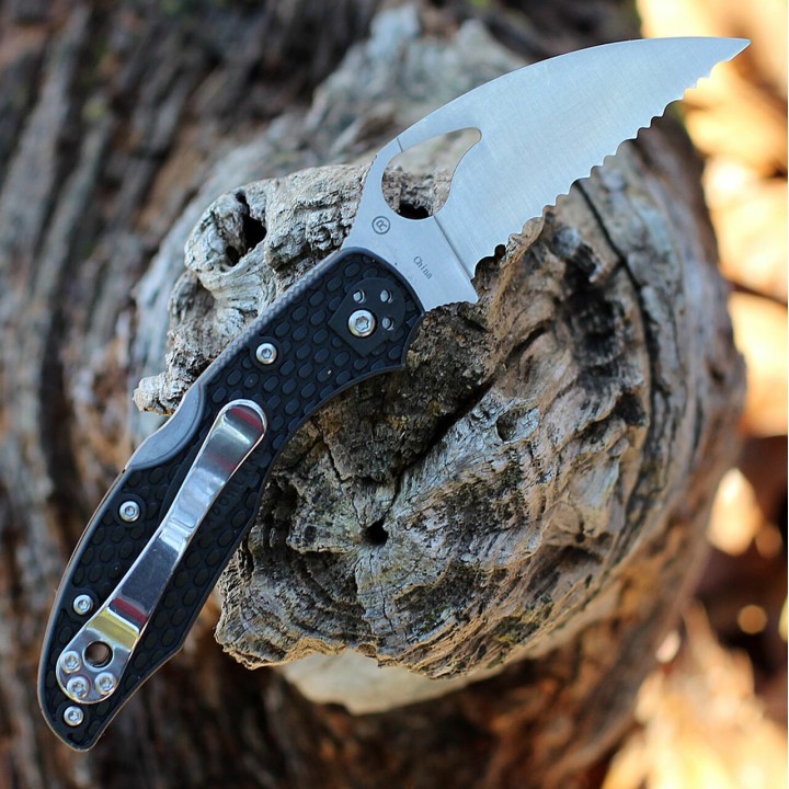 Couteau Spyderco Byrd Meadowlark 2 Wharncliffe Lame Acier 8Cr13MoV Manche FRN Lockback Clip BY04SBKWC2 - Livraison Gratuite