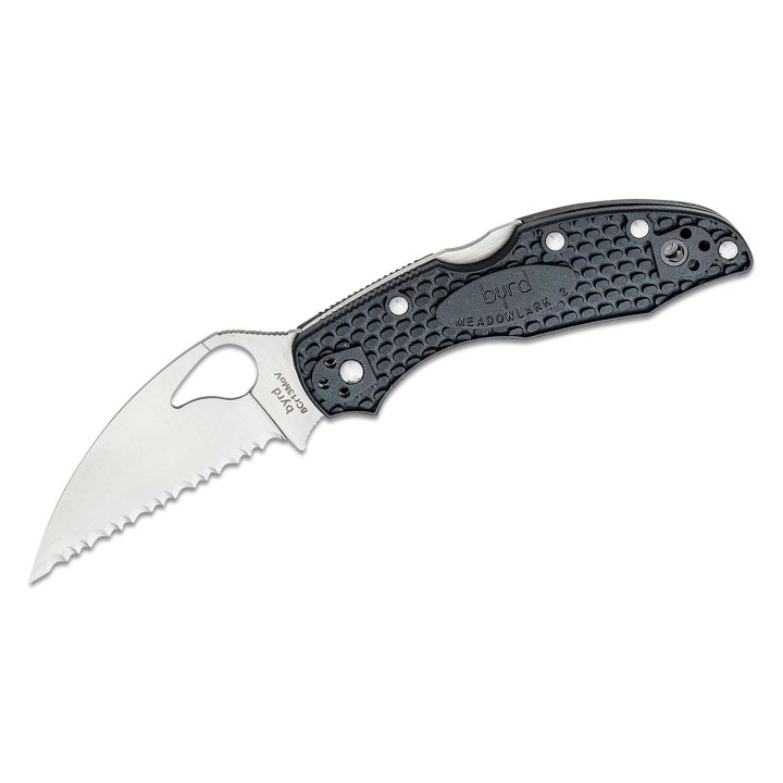 Couteau Spyderco Byrd Meadowlark 2 Wharncliffe Lame Acier 8Cr13MoV Manche FRN Lockback Clip BY04SBKWC2 - Livraison Gratuite