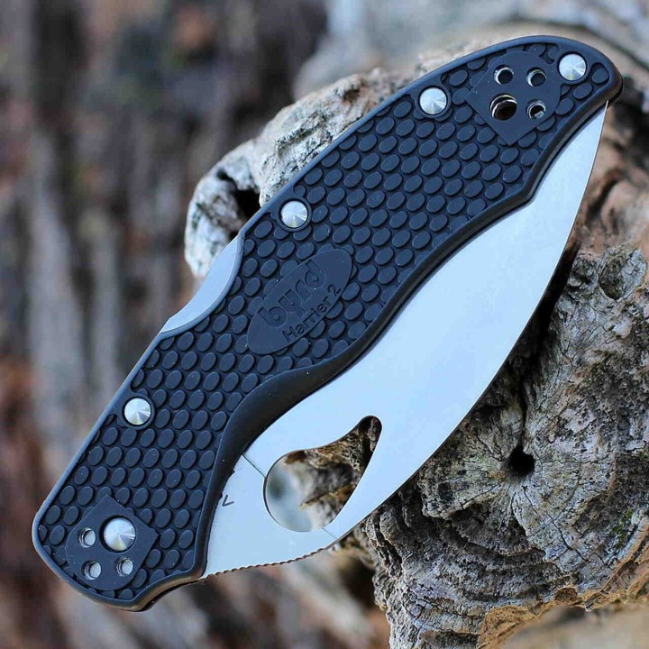 Couteau Spyderco Byrd Harrier 2 Lightweight Lame Acier 8Cr13MoV Manche FRN Lockback Clip BY01SBKWC2 - Livraison Gratuite
