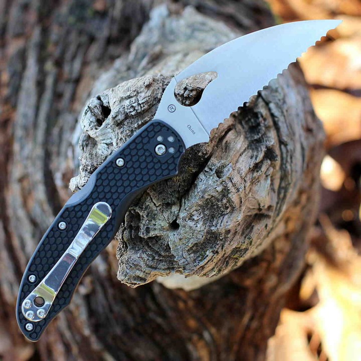 Couteau Spyderco Byrd Harrier 2 Lightweight Lame Acier 8Cr13MoV Manche FRN Lockback Clip BY01SBKWC2 - Livraison Gratuite