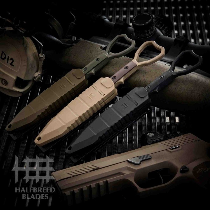 Couteau Halfbreed Blades Compact Clearance Knife Lame Tanto Bohler K110 Etui Plastique Australie HBBCCK02 - Livraison Gratuite