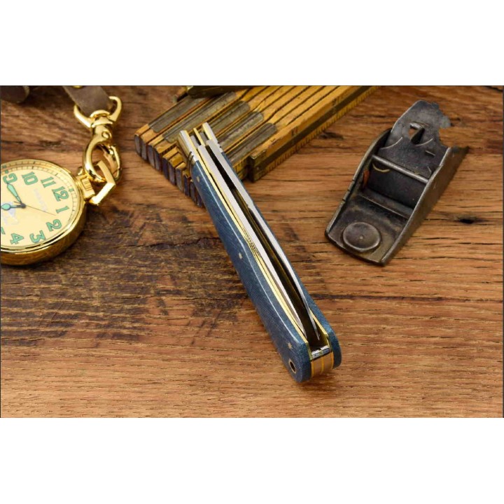 Couteau Rough Ryder Reserve Heavy Trapper Denim Manche Micarta Lames Acier D2 RRR011 - Livraison Gratuite