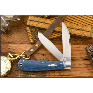 Couteau Rough Ryder Reserve Heavy Trapper Denim Manche Micarta Lames Acier D2 RRR011 - Livraison Gratuite