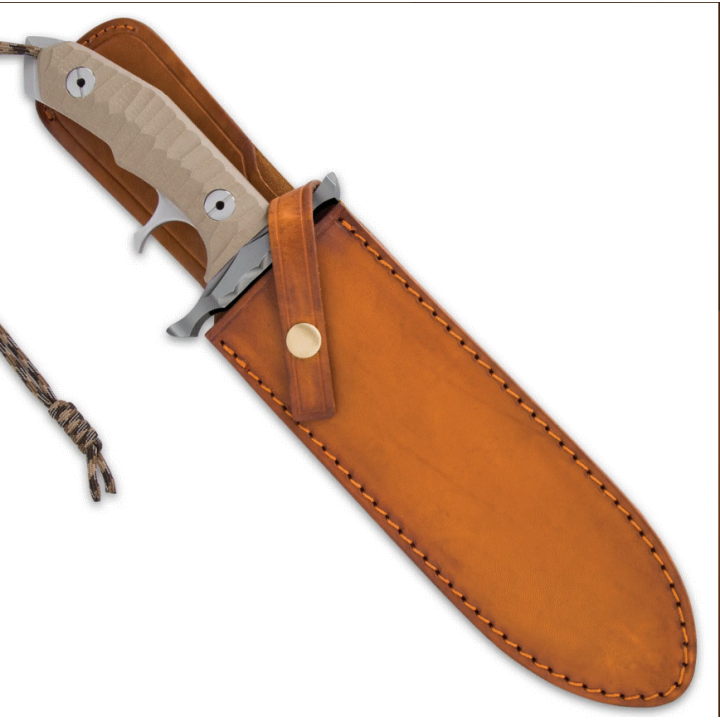 Couteau United Cutlery Rambo Last Blood Bowie Lame Acier 7Cr17 Manche Micarta Etui Cuir UC3461 - Livraison Gratuite