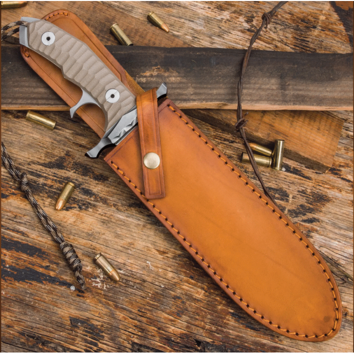 Couteau United Cutlery Rambo Last Blood Bowie Lame Acier 7Cr17 Manche Micarta Etui Cuir UC3461 - Livraison Gratuite