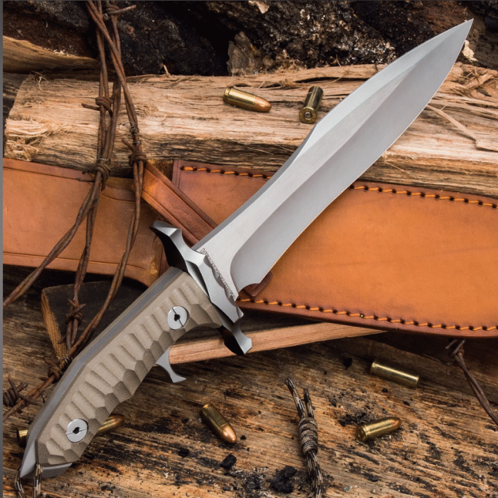 Couteau United Cutlery Rambo Last Blood Bowie Lame Acier 7Cr17 Manche Micarta Etui Cuir UC3461 - Livraison Gratuite