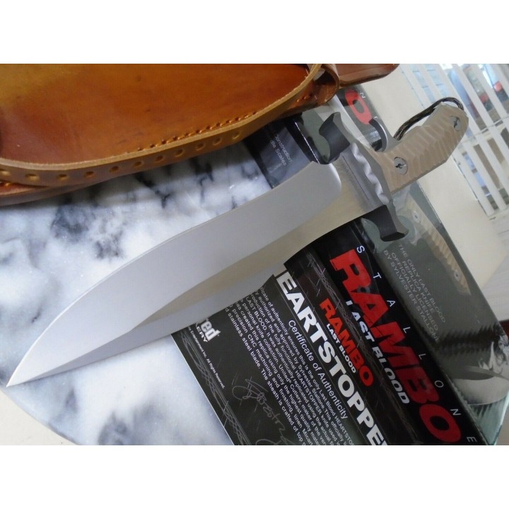 Couteau United Cutlery Rambo Last Blood Bowie Lame Acier 7Cr17 Manche Micarta Etui Cuir UC3461 - Livraison Gratuite