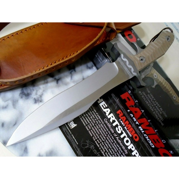 Couteau United Cutlery Rambo Last Blood Bowie Lame Acier 7Cr17 Manche Micarta Etui Cuir UC3461 - Livraison Gratuite