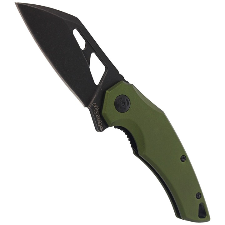 Couteau Fox Edge Atrax Green Lame Acier 8Cr13MoV Manche Aluminium IKBS Linerlock Clip FE026 - Livraison Gratuite