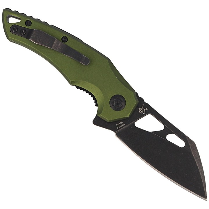Couteau Fox Edge Atrax Green Lame Acier 8Cr13MoV Manche Aluminium IKBS Linerlock Clip FE026 - Livraison Gratuite