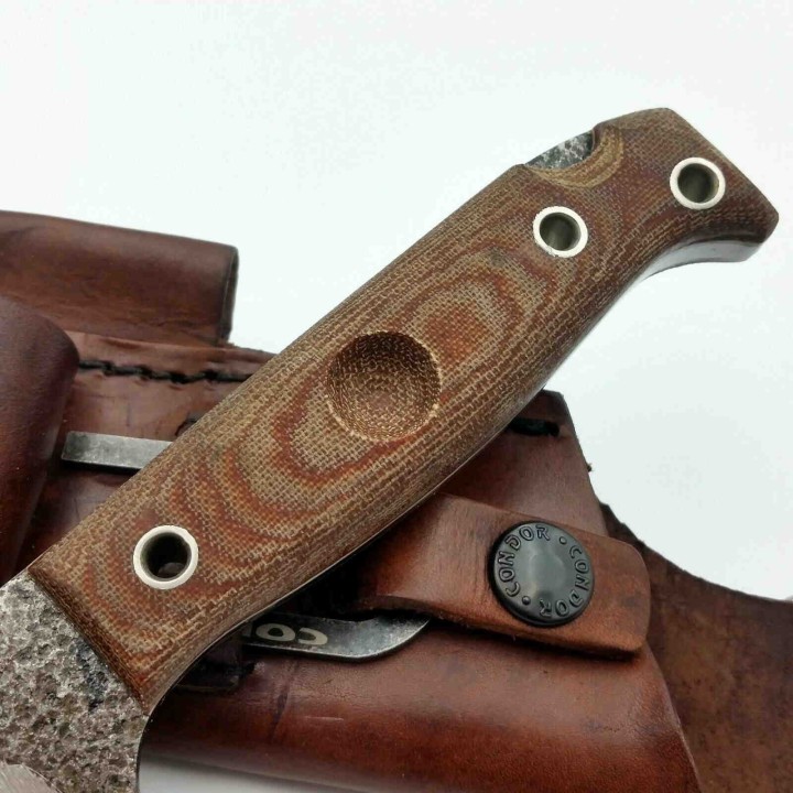 Couteau Condor Selknam Lame Acier Carbone 1075 Manche Micarta Etui Cuir Made El Salvador CTK392151HC - Livraison Gratuite