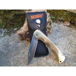 Couteau Marbles Brass Lockback Lame Acier VG10 Manche Laiton  Etui Nylon MR600 - Livraison Gratuite