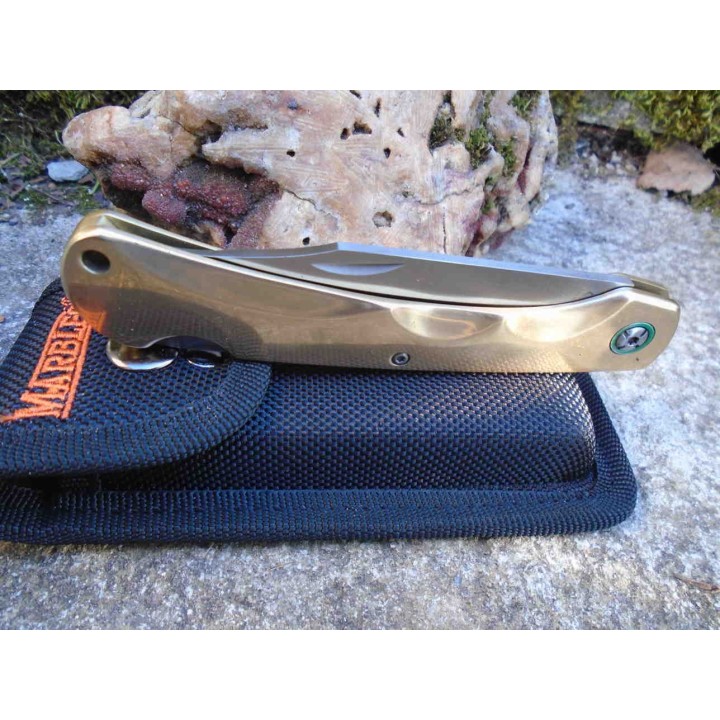 Couteau Marbles Brass Lockback Lame Acier VG10 Manche Laiton  Etui Nylon MR600 - Livraison Gratuite