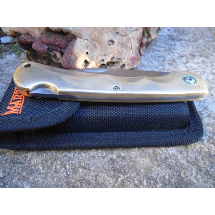 Couteau Marbles Brass Lockback Lame Acier VG10 Manche Laiton  Etui Nylon MR600 - Livraison Gratuite