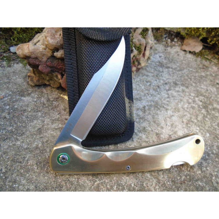 Couteau Marbles Brass Lockback Lame Acier VG10 Manche Laiton  Etui Nylon MR600 - Livraison Gratuite