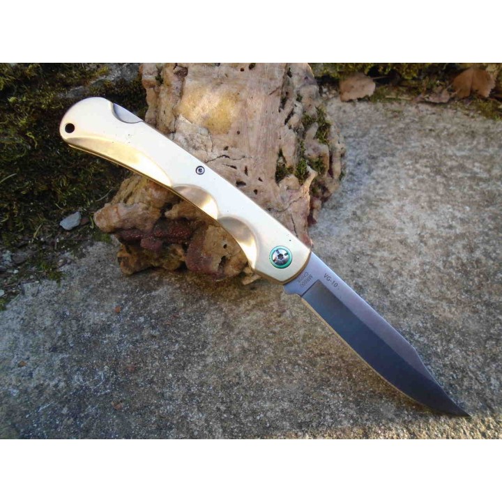 Couteau Marbles Brass Lockback Lame Acier VG10 Manche Laiton  Etui Nylon MR600 - Livraison Gratuite