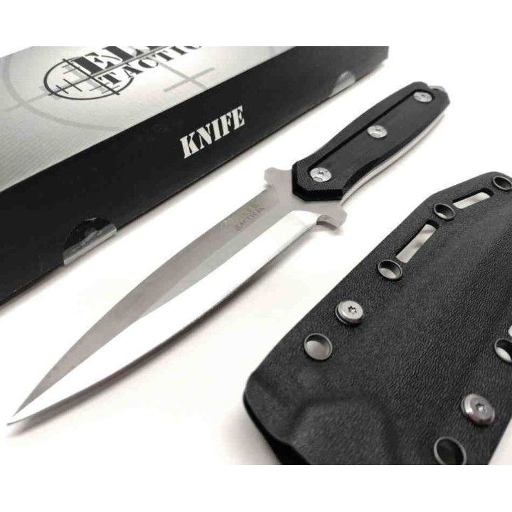 Couteau Elite Tactical Incog D2 Lame Spear Point Manche G10 Etui Kydex ETFIX009 - Livraison Gratuite