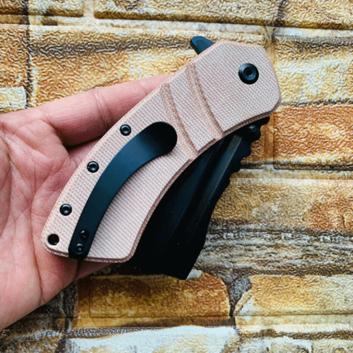 Couteau Kansept Cleavers XL Korvid Brown Micarta Lame Acier 154CM Linerlock Clip KT1030A2 - Livraison Gratuite