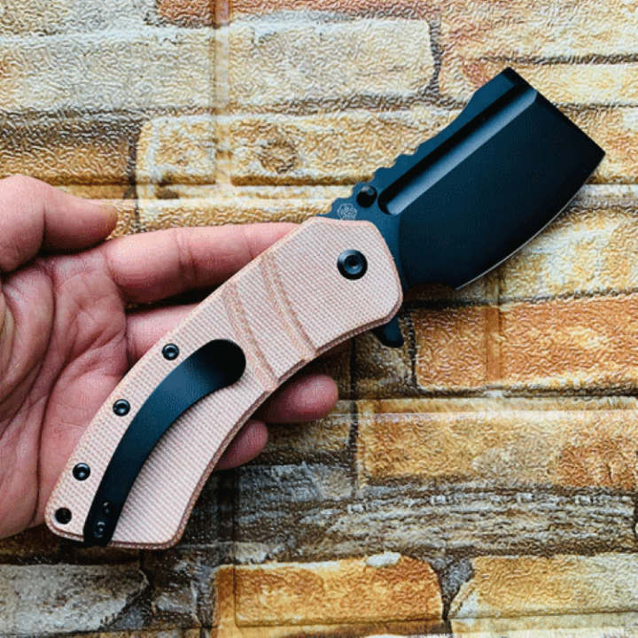 Couteau Kansept Cleavers XL Korvid Brown Micarta Lame Acier 154CM Linerlock Clip KT1030A2 - Livraison Gratuite