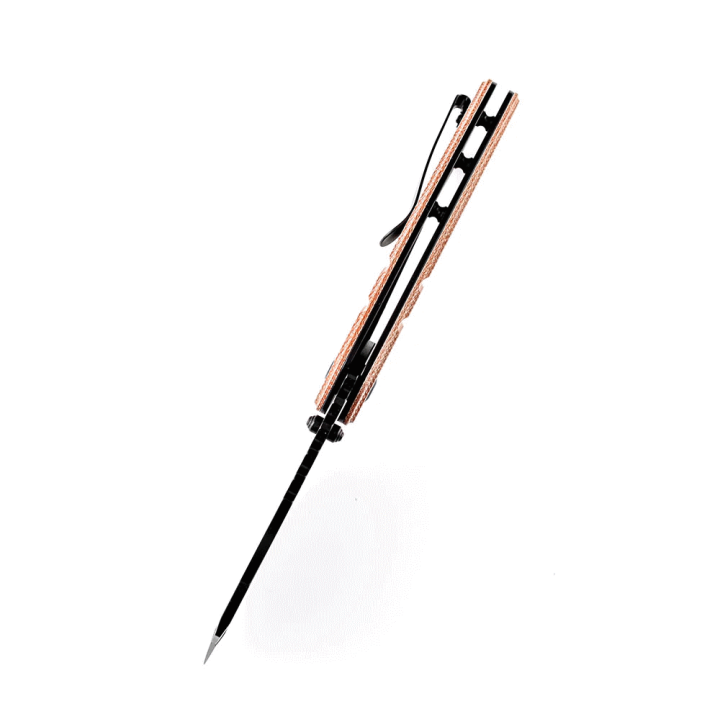 Couteau Kansept Cleavers XL Korvid Brown Micarta Lame Acier 154CM Linerlock Clip KT1030A2 - Livraison Gratuite
