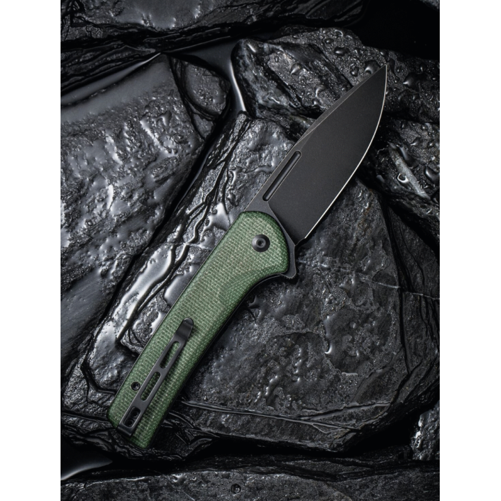 Couteau CIVIVI Conspirator Green Manche Micarta Lame Acier Nitro-V IKBS Button Lock Clip CIVC210062 - Livraison Gratuite