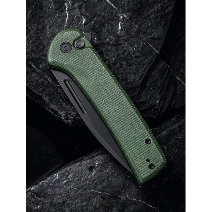 Couteau CIVIVI Conspirator Green Manche Micarta Lame Acier Nitro-V IKBS Button Lock Clip CIVC210062 - Livraison Gratuite