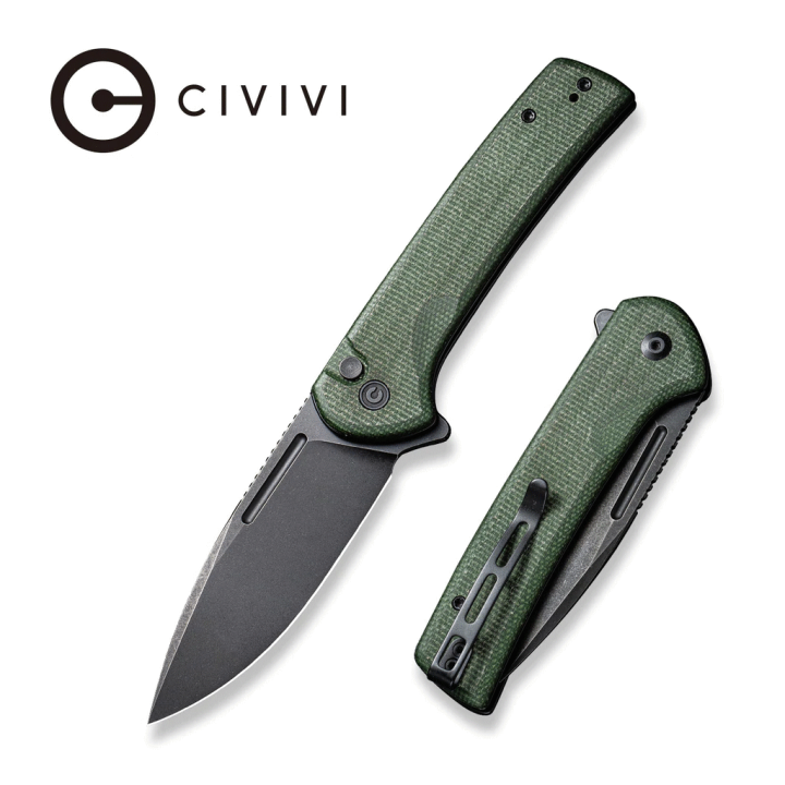Couteau CIVIVI Conspirator Green Manche Micarta Lame Acier Nitro-V IKBS Button Lock Clip CIVC210062 - Livraison Gratuite