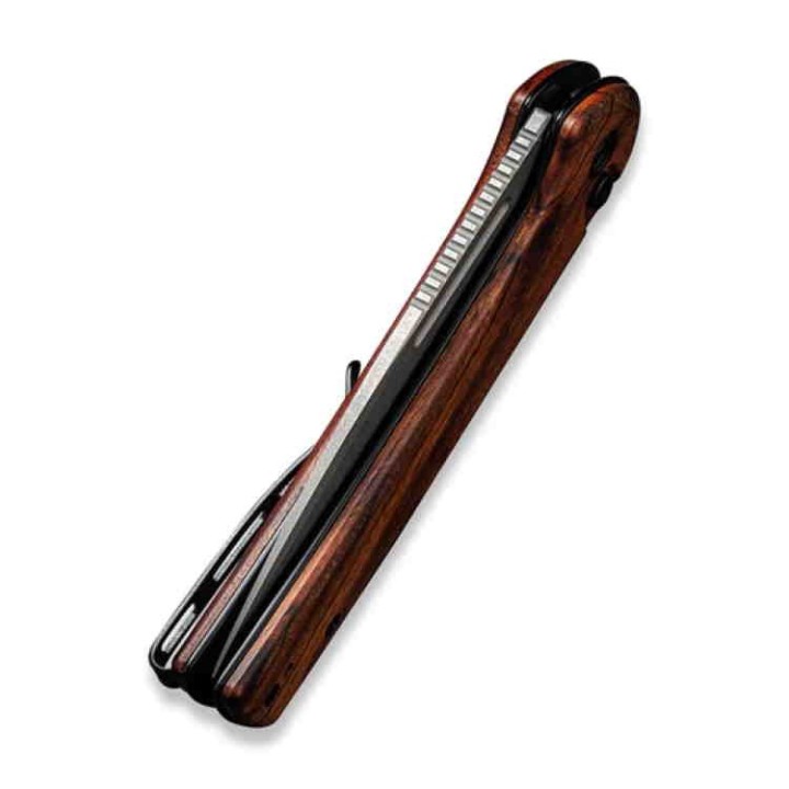 Couteau CIVIVI Conspirator Cuibourtia Manche Wood Lame Acier Nitro-V IKBS Button Lock Clip CIVC210063 - Livraison Gratuite
