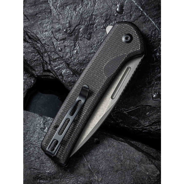 Couteau CIVIVI Conspirator Black Manche Micarta Lame Acier Nitro-V IKBS Button Lock Clip CIVC210061 - Livraison Gratuite