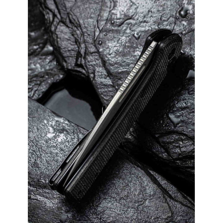 Couteau CIVIVI Conspirator Black Manche Micarta Lame Acier Nitro-V IKBS Button Lock Clip CIVC210061 - Livraison Gratuite
