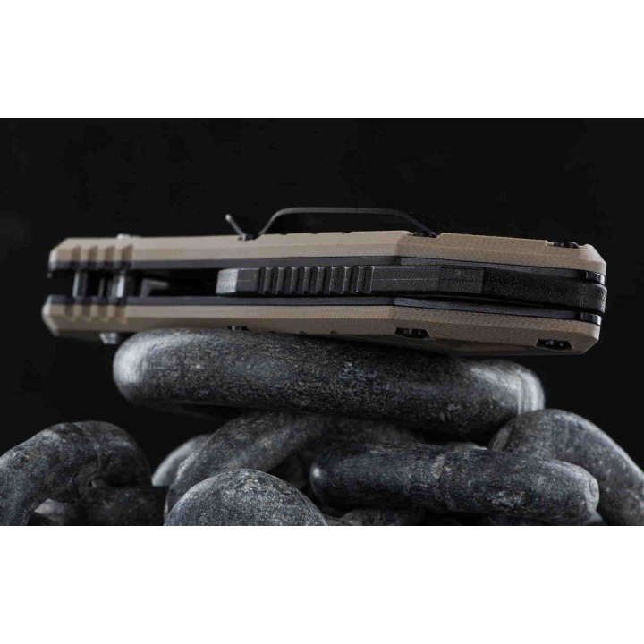 Couteau S-Tec Rapid Lock Tan Manche G10 Lame Acier 8Cr14MoV Clip STTS016TG - Livraison Gratuite
