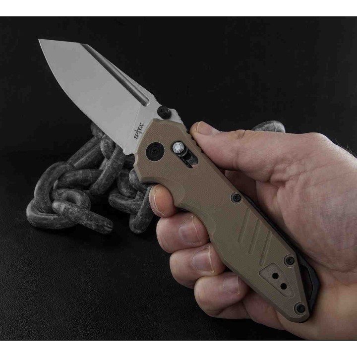 Couteau S-Tec Rapid Lock Tan Manche G10 Lame Acier 8Cr14MoV Clip STTS016TG - Livraison Gratuite