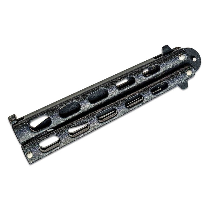 Couteau Papillon Balisong Butterfly Bear & Son Galaxy Carbon 1095 Manche Acier Made USA BC115GX - Livraison Gratuite