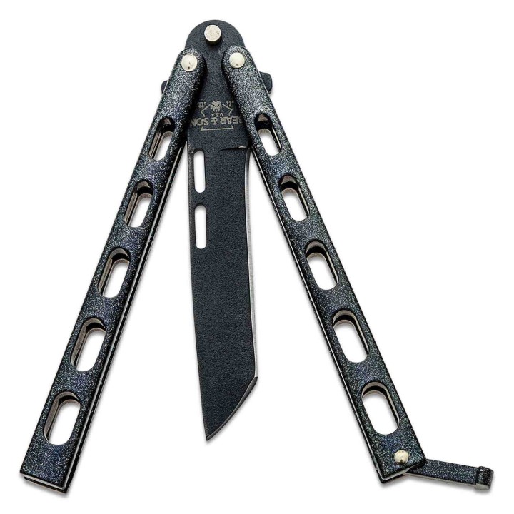Couteau Papillon Butterfly Bear & Son Galaxy Tanto Lame Acier Carbone 1095 Manche Acier USA BC115TANGX - Livraison Gratuite