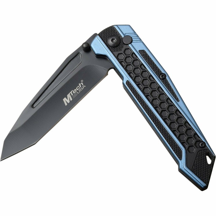 Couteau Mtech Tactical Urban Lame Acier 3Cr13 Manche Aluminium Black/Blue IKBS Clip MT1135BL - Livraison Gratuite