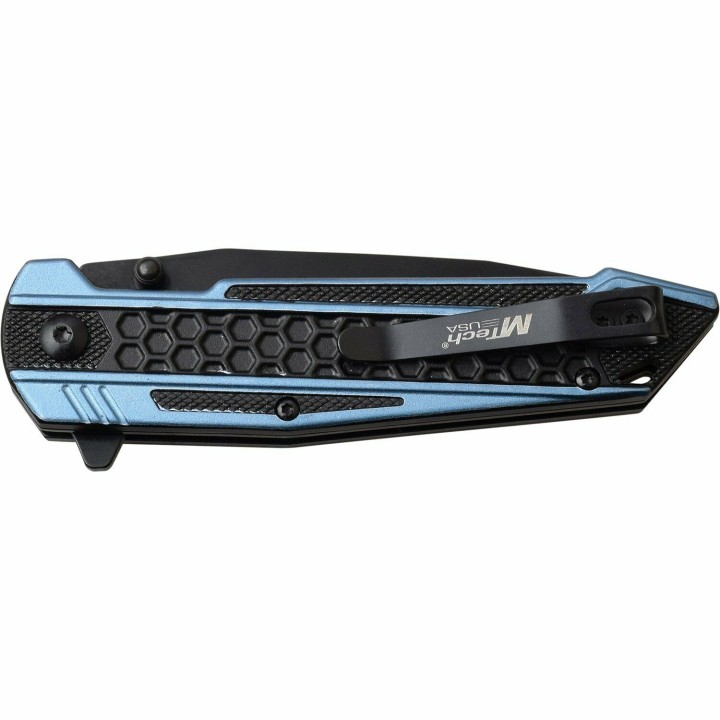 Couteau Mtech Tactical Urban Lame Acier 3Cr13 Manche Aluminium Black/Blue IKBS Clip MT1135BL - Livraison Gratuite