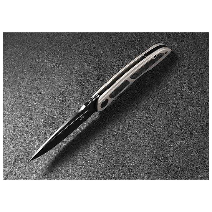 Couteau CMB Made Knives Knight Gray Manche Titane Lame Acier M390 IKBS Wire Lock Clip CMB07G - Livraison Gratuite
