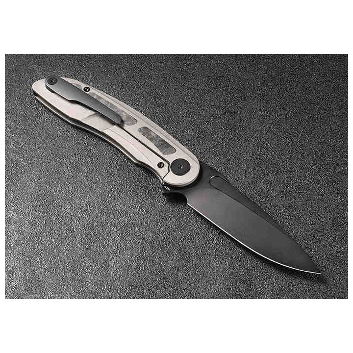 Couteau CMB Made Knives Knight Gray Manche Titane Lame Acier M390 IKBS Wire Lock Clip CMB07G - Livraison Gratuite