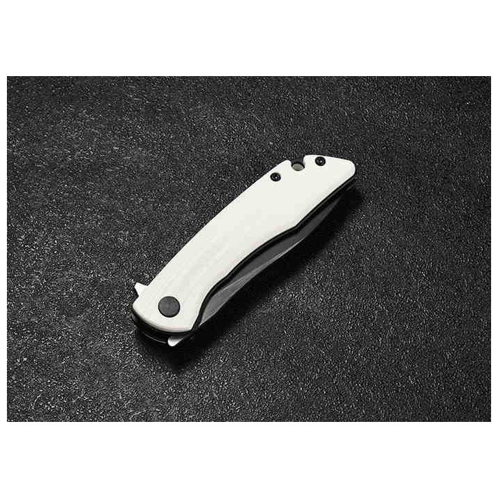 Couteau CMB Made Knives Blaze White Lame Acier D2 Manche G10 IKBS Linerlock Clip CMB06W - Livraison Gratuite