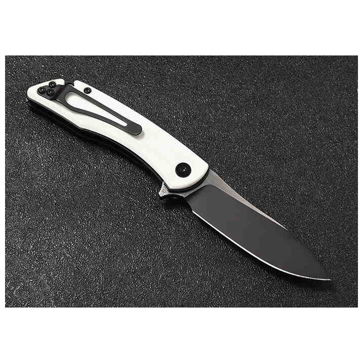 Couteau CMB Made Knives Blaze White Lame Acier D2 Manche G10 IKBS Linerlock Clip CMB06W - Livraison Gratuite