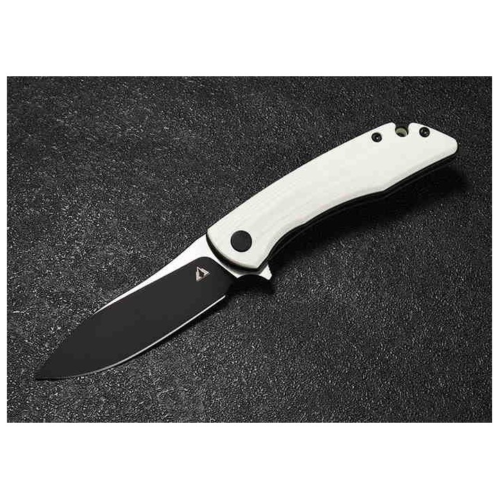 Couteau CMB Made Knives Blaze White Lame Acier D2 Manche G10 IKBS Linerlock Clip CMB06W - Livraison Gratuite