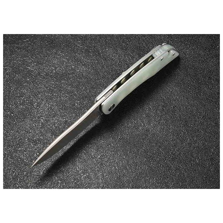 Couteau CMB Made Knives Blaze Jade Lame Acier D2 Satin Manche G10 IKBS Linerlock Clip CMB06J - Livraison Gratuite