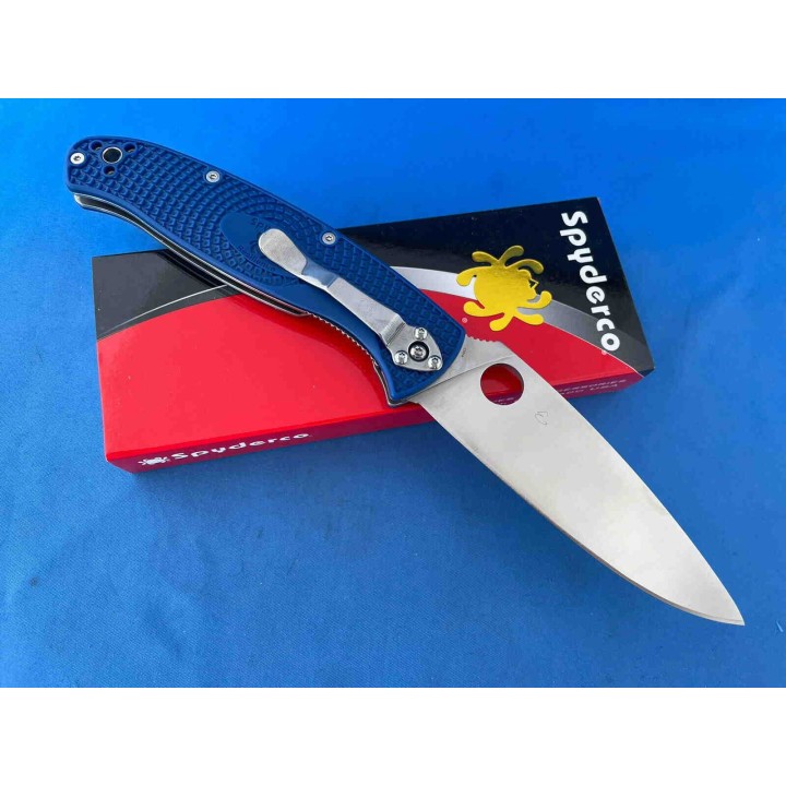 Couteau Spyderco Resilience Lightweight Lame Acier CPM-S35VN Manche Blue FRN Linerlock Clip SC142PBL - Livraison Gratuite