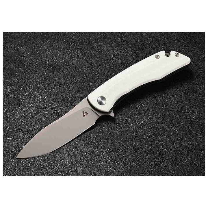 Couteau CMB Made Knives Blaze White Lame Acier D2 Manche G10 IKBS Linerlock Clip CMB06S - Livraison Gratuite