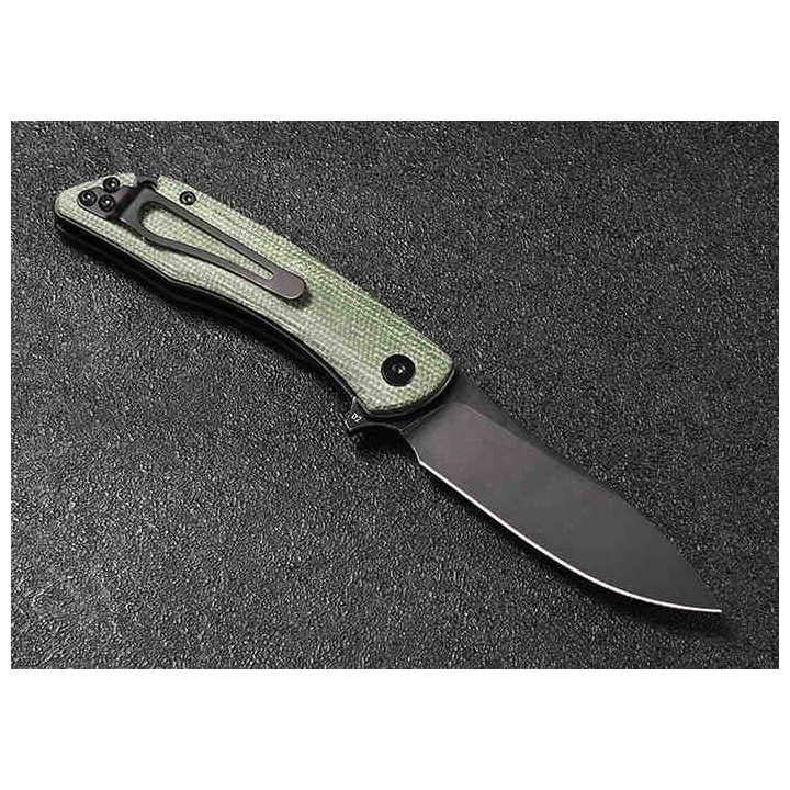 Couteau CMB Made Knives Blaze Green Lame Acier D2 Manche Micarta IKBS Linerlock Clip CMB06G - Livraison Gratuite