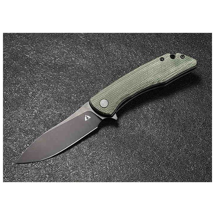 Couteau CMB Made Knives Blaze Green Lame Acier D2 Manche Micarta IKBS Linerlock Clip CMB06G - Livraison Gratuite