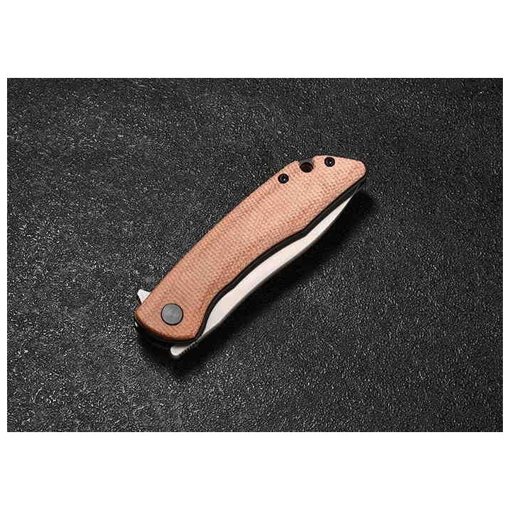 Couteau CMB Made Knives Blaze Brown Lame Acier D2 Manche Micarta IKBS Linerlock Clip CMB06B - Livraison Gratuite